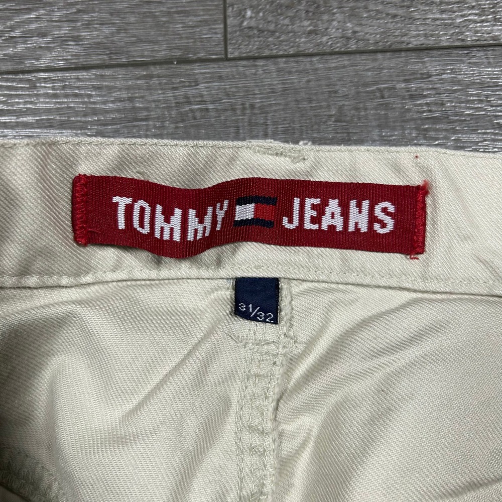 Tommy Jeans Mens 31x32 Khaki Chino Pants Vintage Y2K Straight Leg Tan 0250288 - Picture 7 of 11